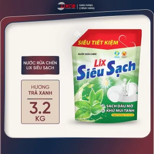 Lix - Nước Rửa Chén Siêu Sạch Trà 3,2kg/T04 (Túi)