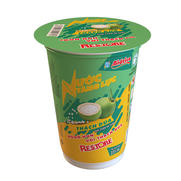 Nước tăng lực thạch dừa Restore ly 225ml ( 1 thùng 48 ly)