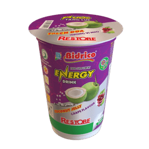 Nước tăng lực thạch dừa hương vị nho Restore ly 225ml (1 thùng 48 ly)